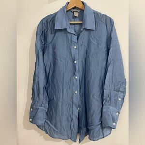 H&M loose fit Pearl Sheen button front shirt